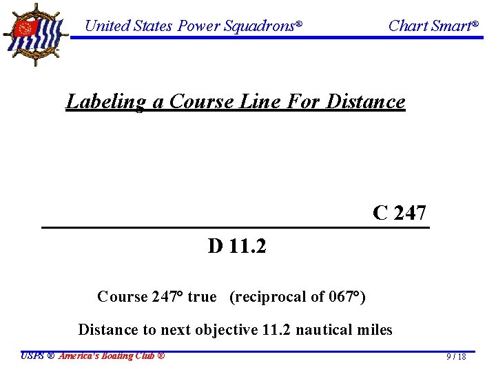 United States Power Squadrons® Chart Smart® Labeling a Course Line For Distance C 247