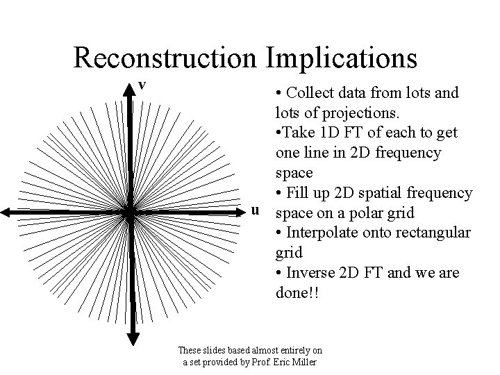 Reconstruction Implications v • Collect data from lots and lots of projections. • Take