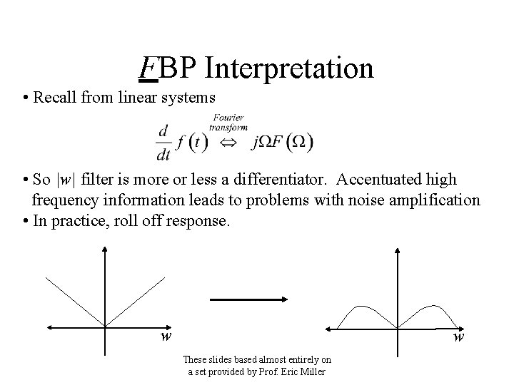 FBP Interpretation • Recall from linear systems • So |w| filter is more or