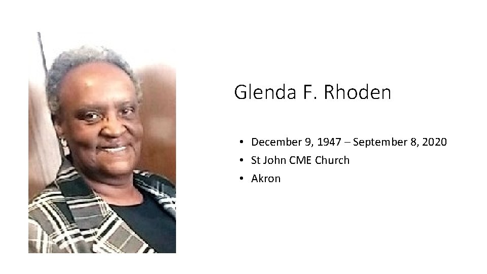 Glenda F. Rhoden • December 9, 1947 – September 8, 2020 • St John