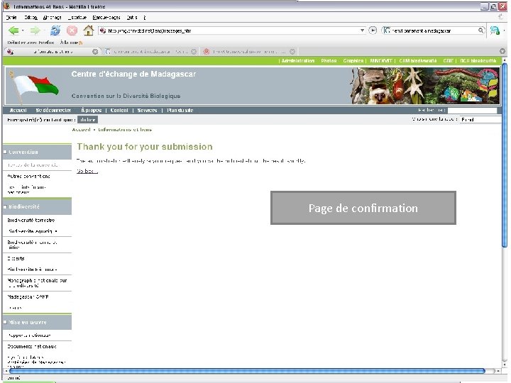 Page de confirmation 