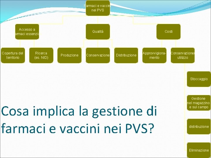 Farmaci e vaccini nei PVS Accesso a farmaci essenziali Copertura del territorio Ricerca (es.