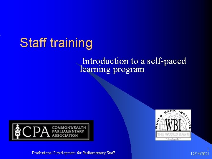 Staff Learning Programs Staff training Introduction to a selfpaced learning program