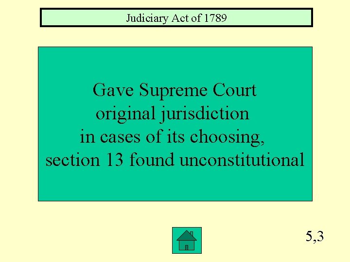 Judiciary Act of 1789 Gave Supreme Court original jurisdiction in cases of its choosing,