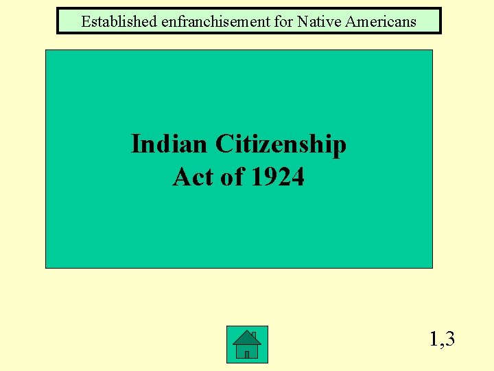 Established enfranchisement for Native Americans Indian Citizenship Act of 1924 1, 3 