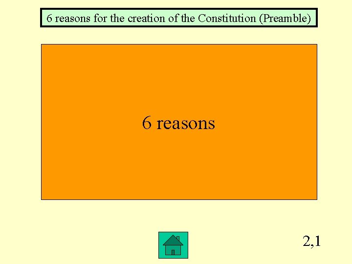 6 reasons for the creation of the Constitution (Preamble) 6 reasons 2, 1 