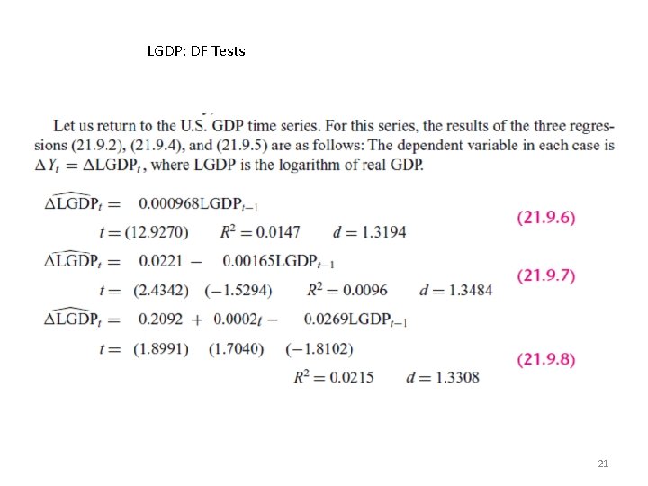 LGDP: DF Tests 21 