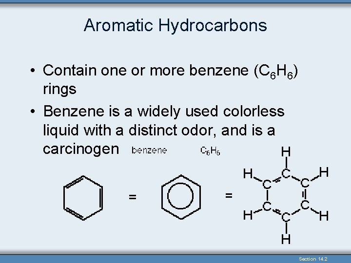 Aromatic Hydrocarbons • Contain one or more benzene (C 6 H 6) rings •