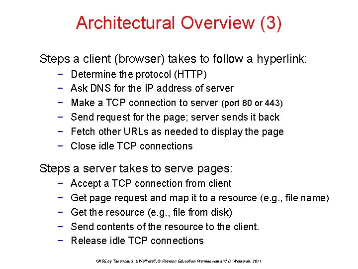 Architectural Overview (3) Steps a client (browser) takes to follow a hyperlink: − −