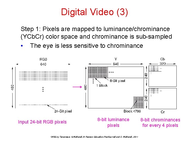 Digital Video (3) Step 1: Pixels are mapped to luminance/chrominance (YCb. Cr) color space