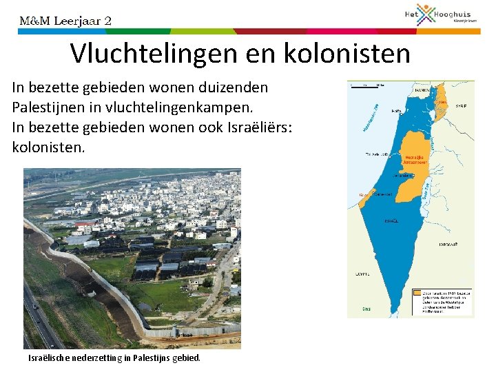 Vluchtelingen en kolonisten In bezette gebieden wonen duizenden Palestijnen in vluchtelingenkampen. In bezette gebieden