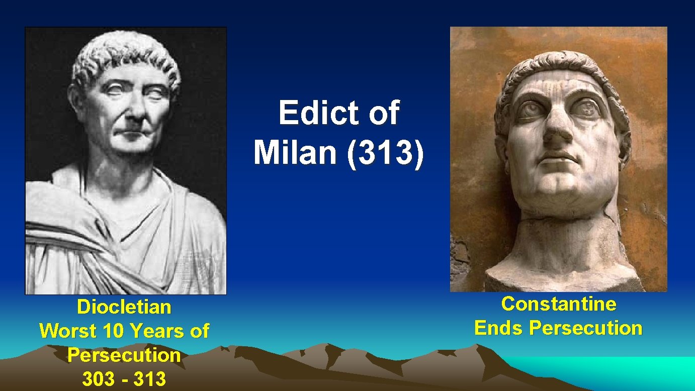 Edict of Milan (313) Diocletian Worst 10 Years of Persecution 303 - 313 Constantine