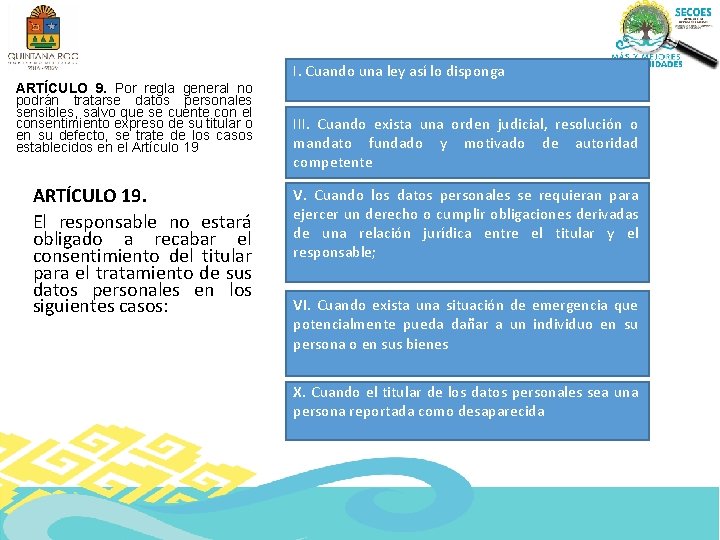 I. Cuando una ley así lo disponga ARTÍCULO 9. Por regla general no podrán