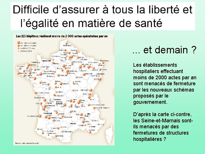 . . . et demain ? Les établissements hospitaliers effectuant moins de 2000 actes