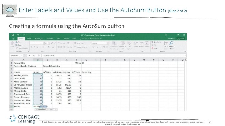 Enter Labels and Values and Use the Auto. Sum Button (Slide 2 of 2)