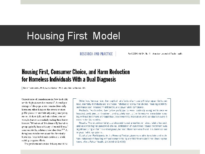 Housing First Model 