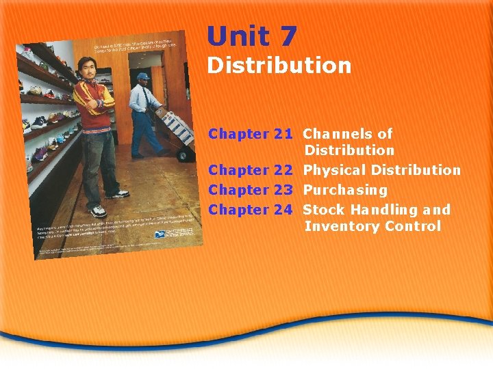 Unit 7 Distribution Chapter 21 Channels of Distribution Chapter 22 Physical Distribution Chapter 23