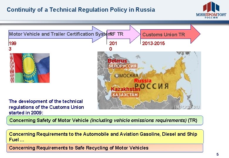 Continuity of a Technical Regulation Policy in Russia Motor Vehicle and Trailer Certification System