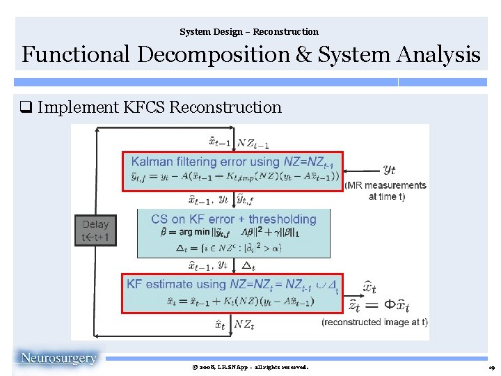 System Design – Reconstruction Functional Decomposition & System Analysis q Implement KFCS Reconstruction ©