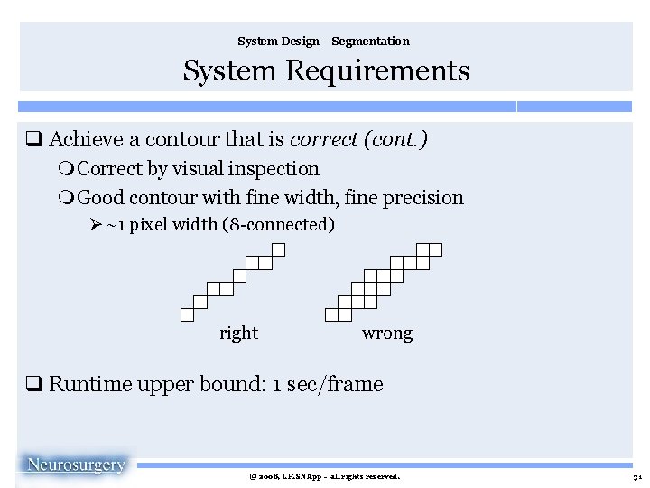 System Design – Segmentation System Requirements q Achieve a contour that is correct (cont.