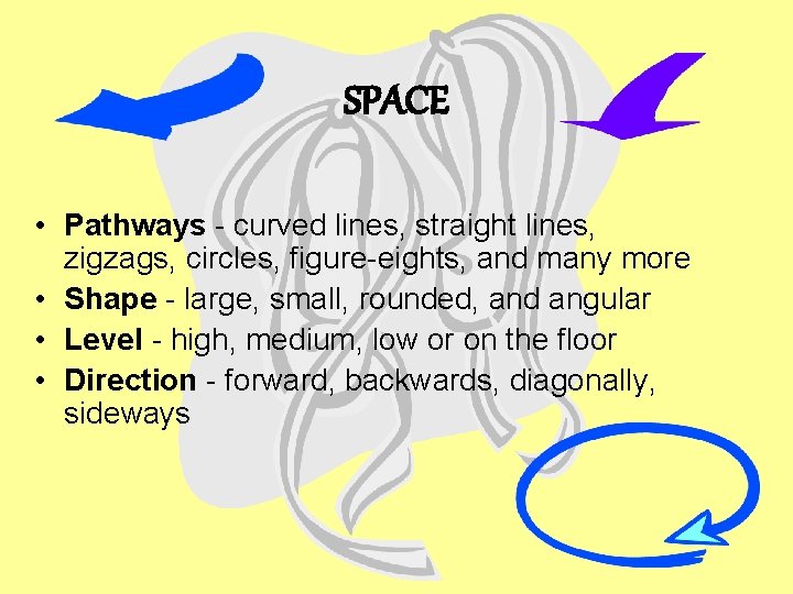 SPACE • Pathways - curved lines, straight lines, zigzags, circles, figure-eights, and many more