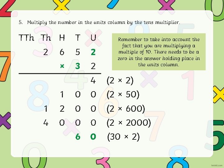 Continuous Multiplication Expanded Long Multiplication Complete the following calculation ...