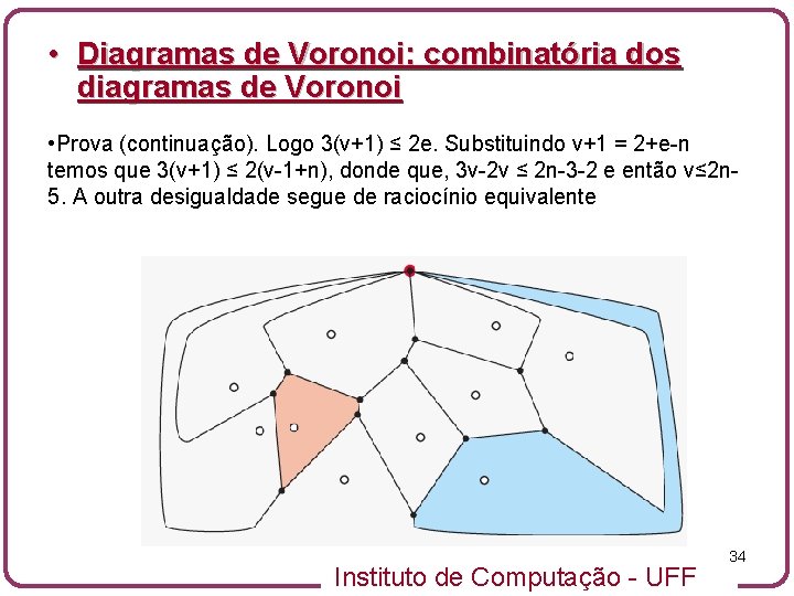  • Diagramas de Voronoi: combinatória dos diagramas de Voronoi • Prova (continuação). Logo