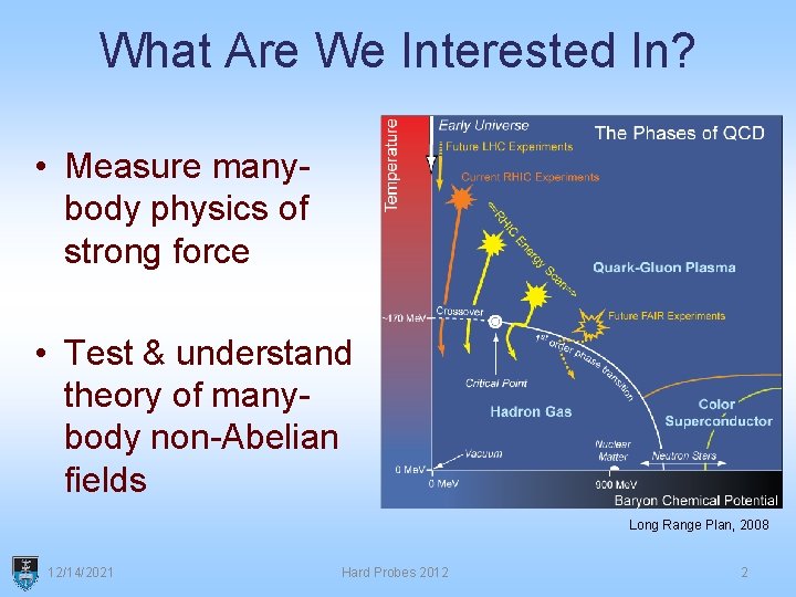 What Are We Interested In? • Measure manybody physics of strong force • Test