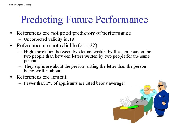 © 2013 Cengage Learning Predicting Future Performance • References are not good predictors of