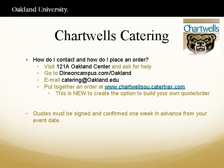 Chartwells Catering • How do I contact and how do I place an order?