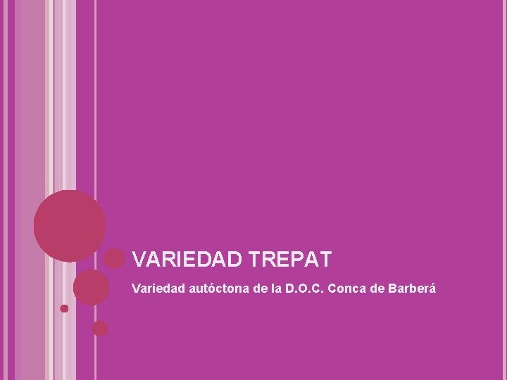 VARIEDAD TREPAT Variedad autóctona de la D. O. C. Conca de Barberá 