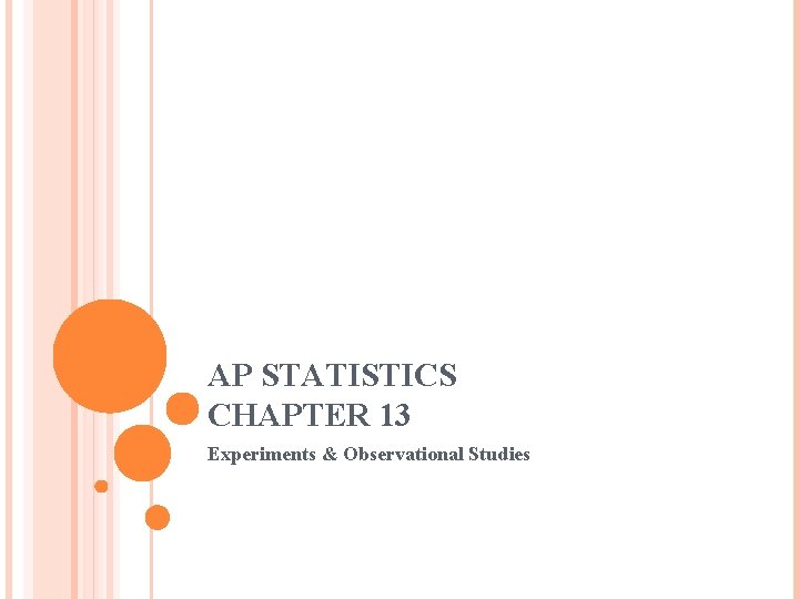 AP STATISTICS CHAPTER 13 Experiments & Observational Studies 