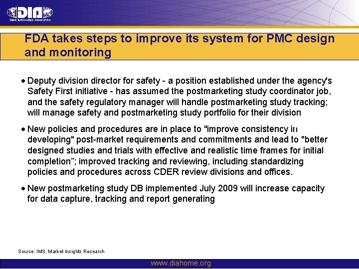 FDA takes steps to improve its system for PMC design and monitoring • Deputy