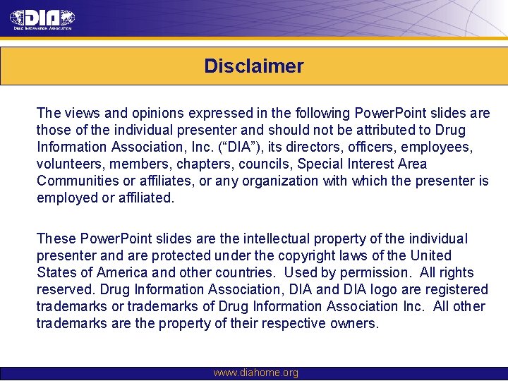 Disclaimer The views and opinions expressed in the following Power. Point slides are those