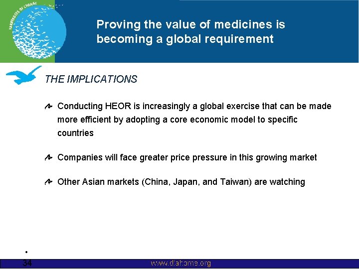 Proving the value of medicines is becoming a global requirement THE IMPLICATIONS Conducting HEOR