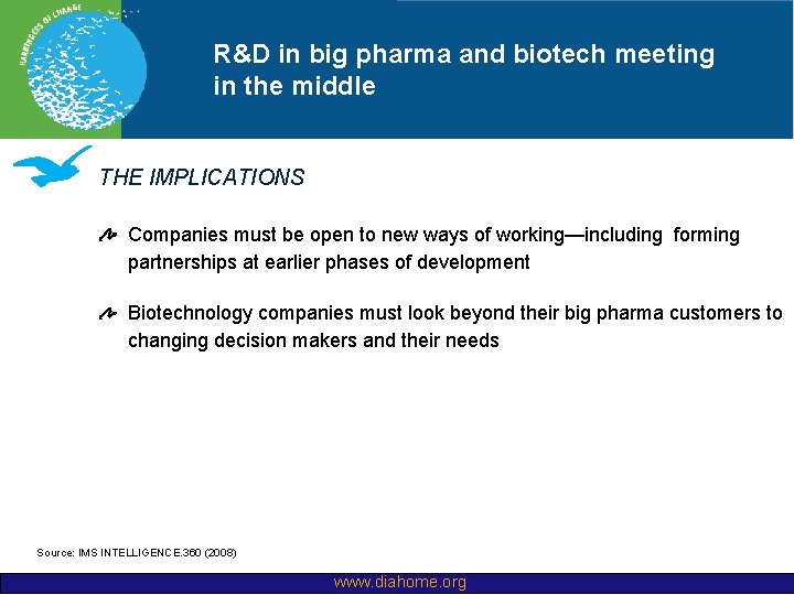 R&D in big pharma and biotech meeting in the middle THE IMPLICATIONS Companies must