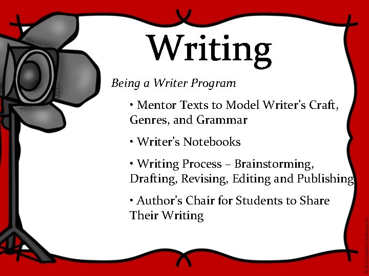 Writing Being a Writer Program • Mentor Texts to Model Writer’s Craft, Genres, and