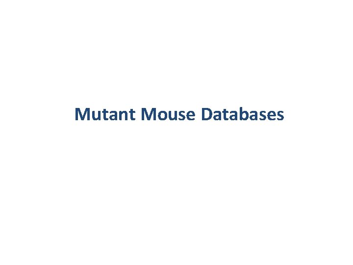 Mutant Mouse Databases 