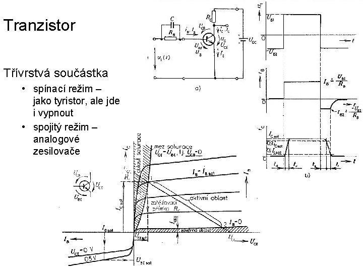 Tranzistor Třívrstvá součástka • spínací režim – jako tyristor, ale jde i vypnout •