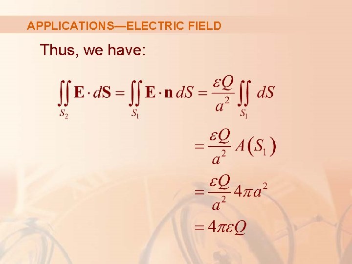 APPLICATIONS—ELECTRIC FIELD Thus, we have: 