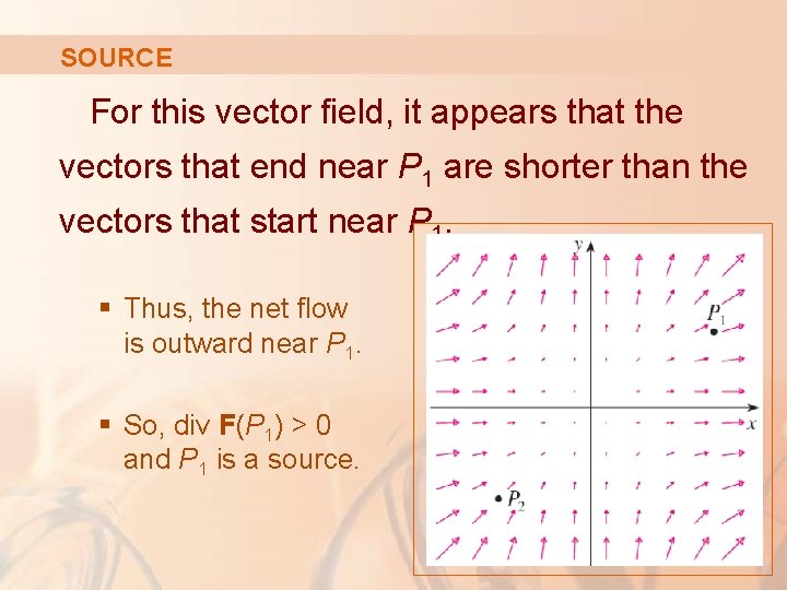 SOURCE For this vector field, it appears that the vectors that end near P