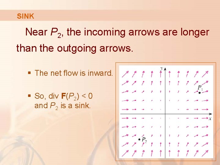 SINK Near P 2, the incoming arrows are longer than the outgoing arrows. §