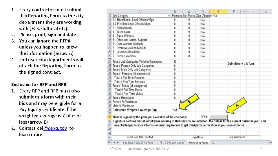 1. Every contractor must submit this Reporting Form to the city department they are