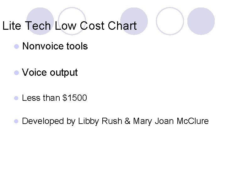 Lite Tech Low Cost Chart l Nonvoice l Voice tools output l Less than
