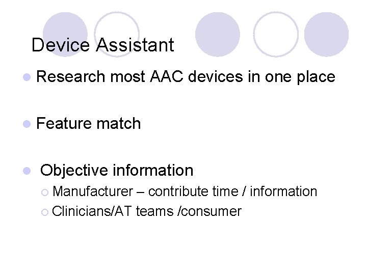 Device Assistant l Research l Feature l most AAC devices in one place match