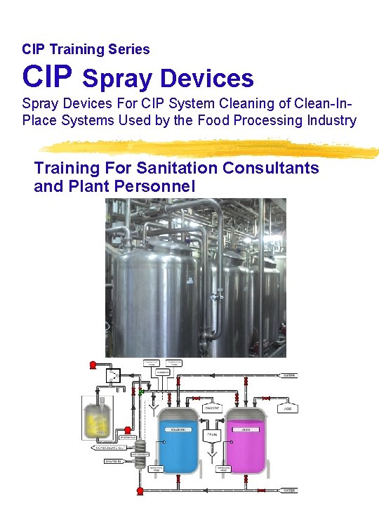 CIP Training Series CIP Spray Devices For CIP System Cleaning of Clean-In. Place Systems