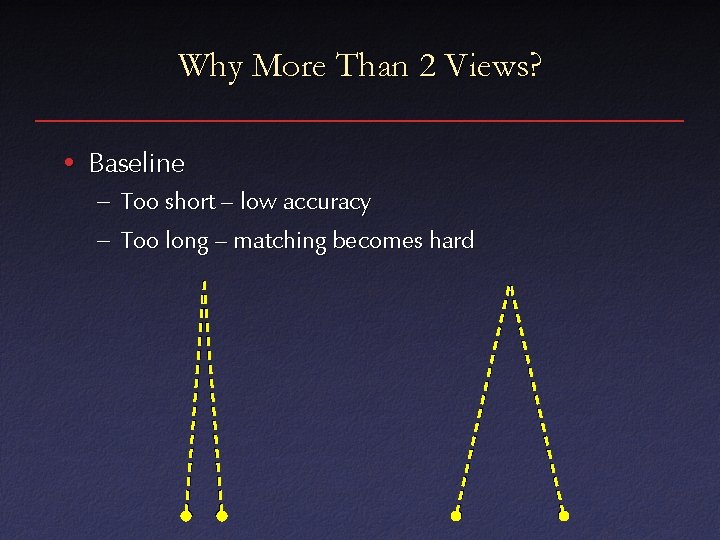 Why More Than 2 Views? • Baseline – Too short – low accuracy –