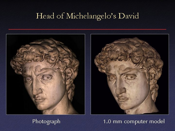 Head of Michelangelo’s David Photograph 1. 0 mm computer model 