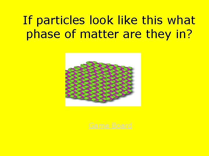 If particles look like this what phase of matter are they in? Game Board