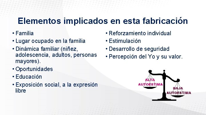 Elementos implicados en esta fabricación • Familia • Lugar ocupado en la familia •